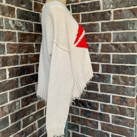 Wildfox Luna Sweater First Kiss Knit Natural Red Lips Distressed - Small - Picture 7 of 9